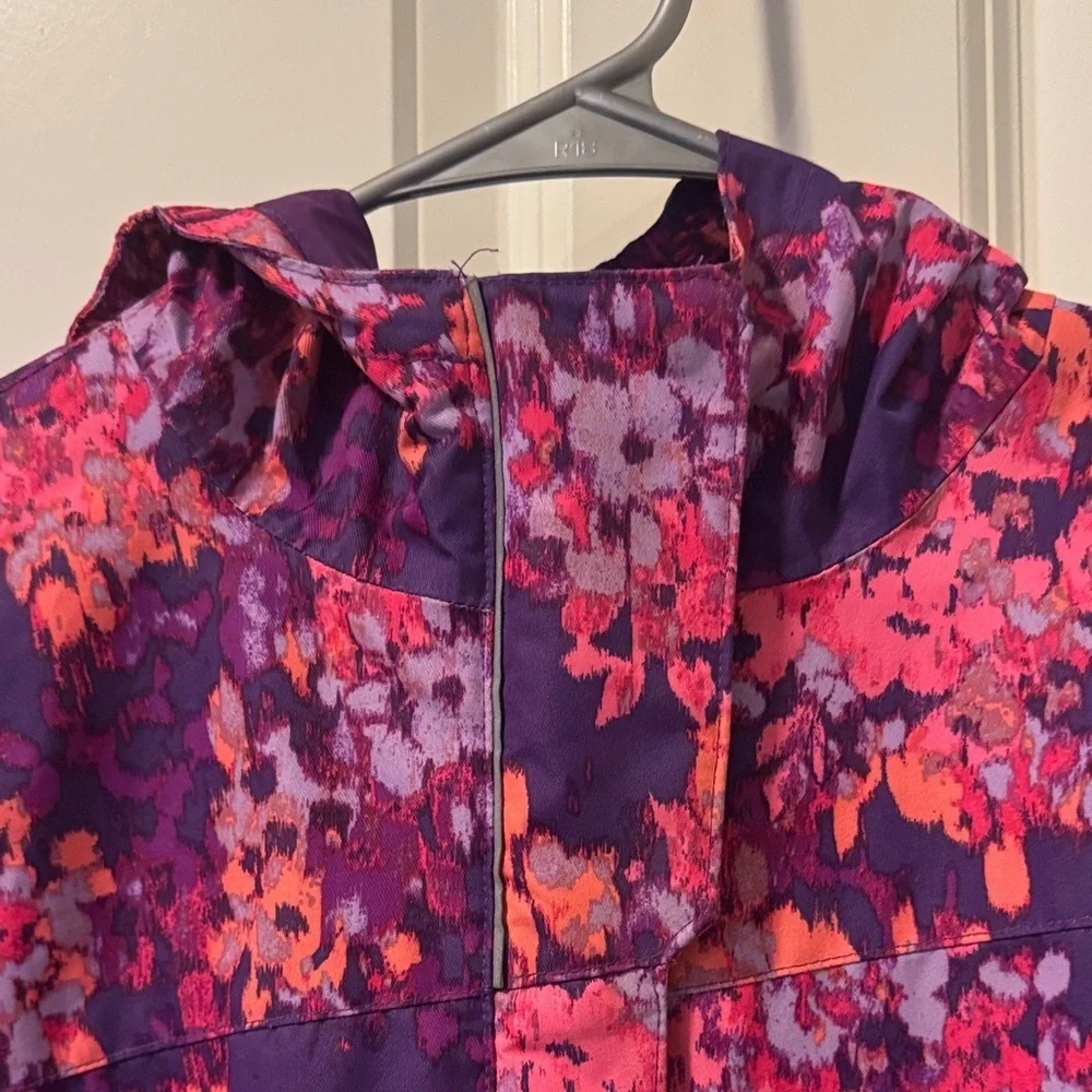 Columbia Kids Purple Floral Waterproof Coat with Pink & Orange Accents - Picture 5 of 14